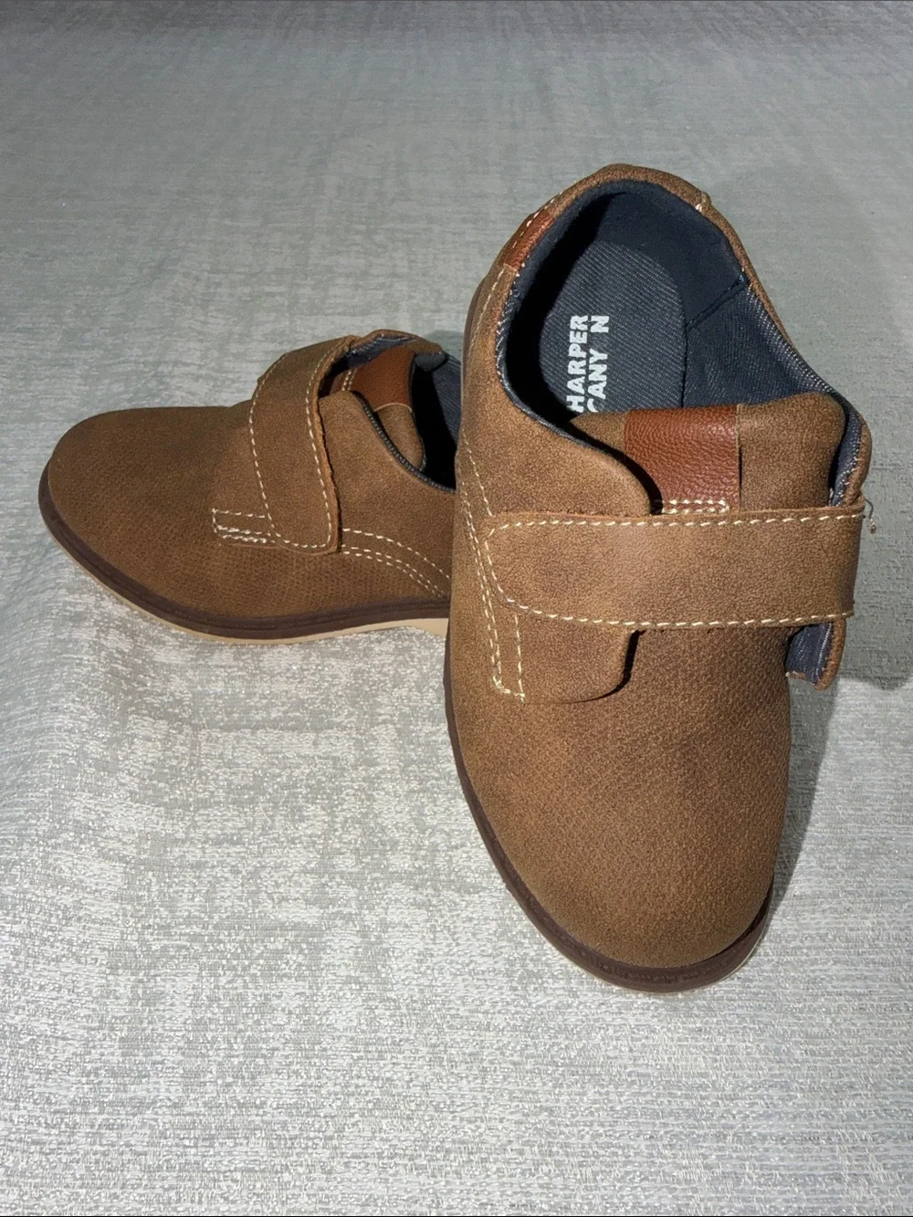 Harper Canyon Brown Boys Dress Shoes Velcro Closure